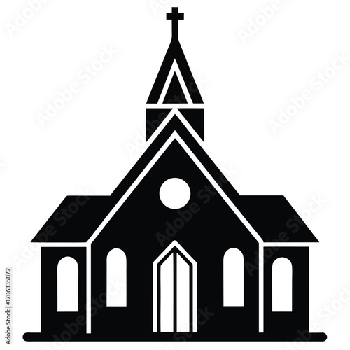 church with steeple vector icon