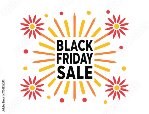 Black Friday Sale Promotion with Decorative Elements and Bright Color Scheme for Marketing