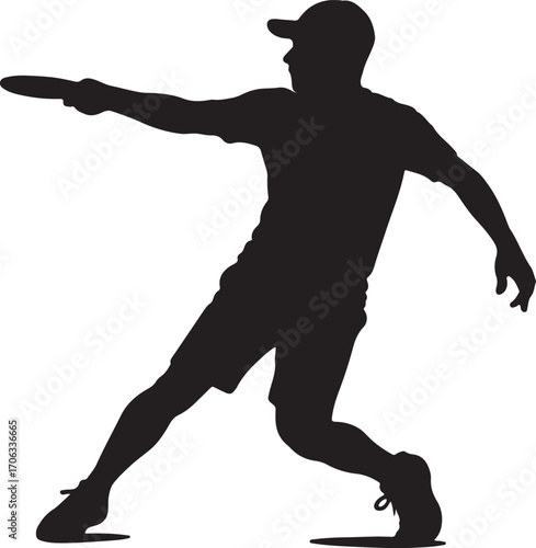 Disc Golfer Silhouette Forehand Throw Athletic Action Pose Vector Illustration for Sports and Fitness