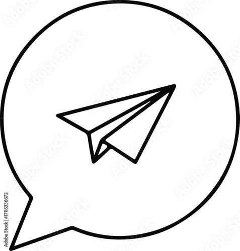 Illustrator Vector Paper airplane inside speech bubble outline silhouette