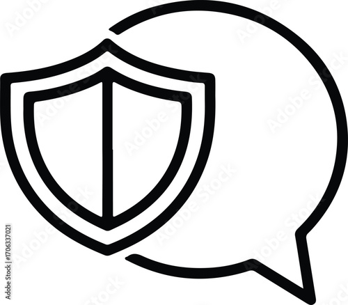 Illustrator Vector Secure chat communication safety message security shield silhouette