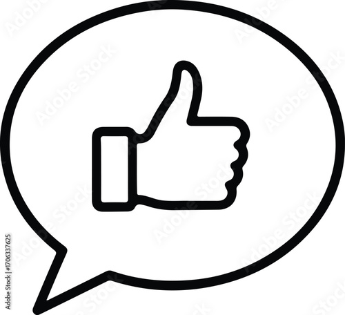 Illustrator Vector Thumb up inside of speech bubble silhouette