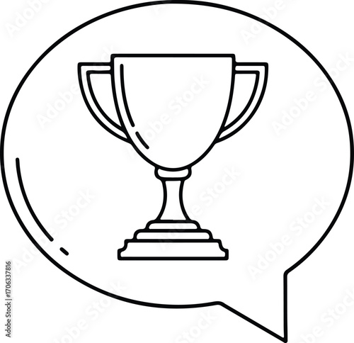 Illustrator Vector trophy cup in speech bubble line art silhouette