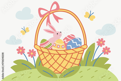 Easter basket colorful illustration