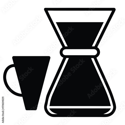 pour over dripper   cone filter and carafe  vector