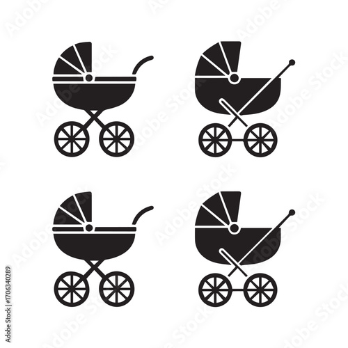 Stroller and Pram Line Icons