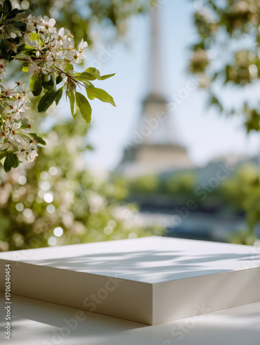 Eiffel Tower with Floral Surroundings
