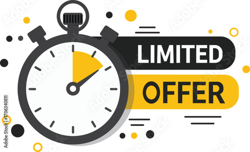 Limited Offer banner with countdown. Last minute offer one day sales and timer. Last minute chance Auction, vector 10 eps.