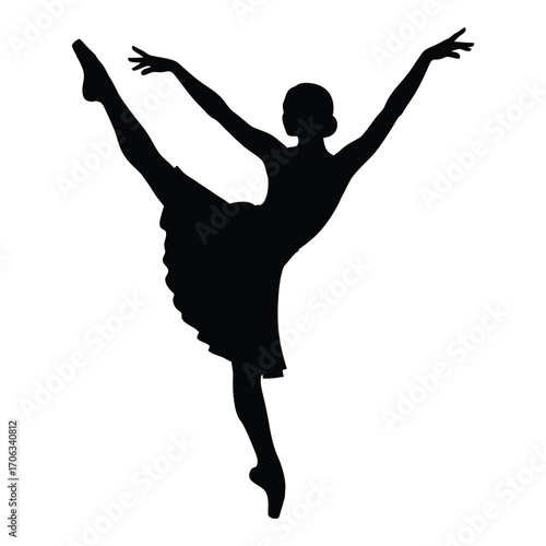 Elegant silhouette of a ballerina in a graceful dance pose silhouette