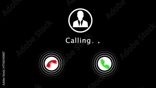 Human use smartphone with incoming call from unknown number, spam, prank caller, hoax person, fake identity, scammer, scam with mobile phone, hacker. Phone ring sign of phone call icon