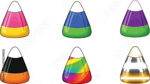 Assorted candy corn pieces in various colors for halloween themed designs