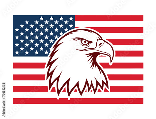 American flag with eagle vector illustration for patriotic designs and presentations