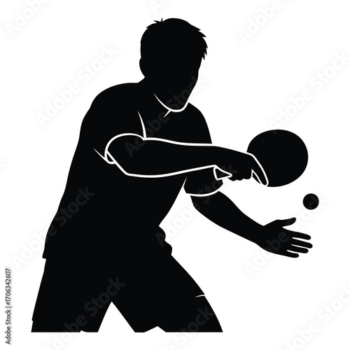 Silhouette of a male table tennis player in action dynamic action shot silhouette