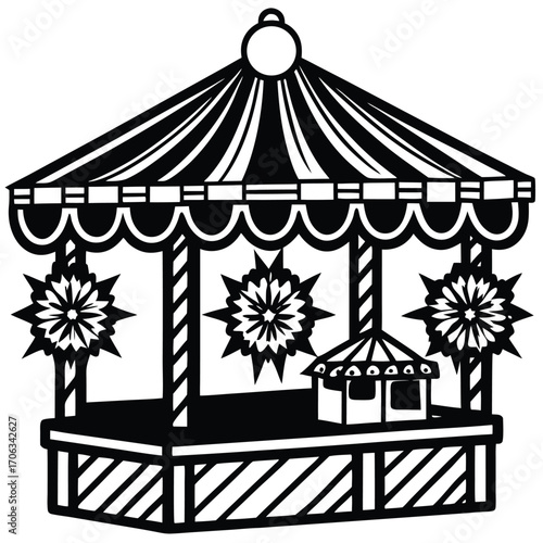 christmas market stall vector icon