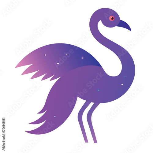 Celestial Flamingo with Glowing Star Dots