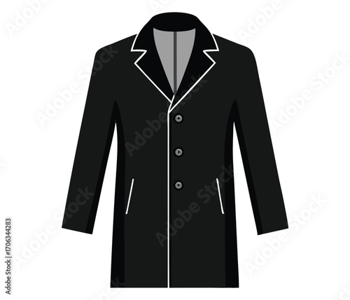 Classic black formal overcoat with white trim for men s fashion and outerwear