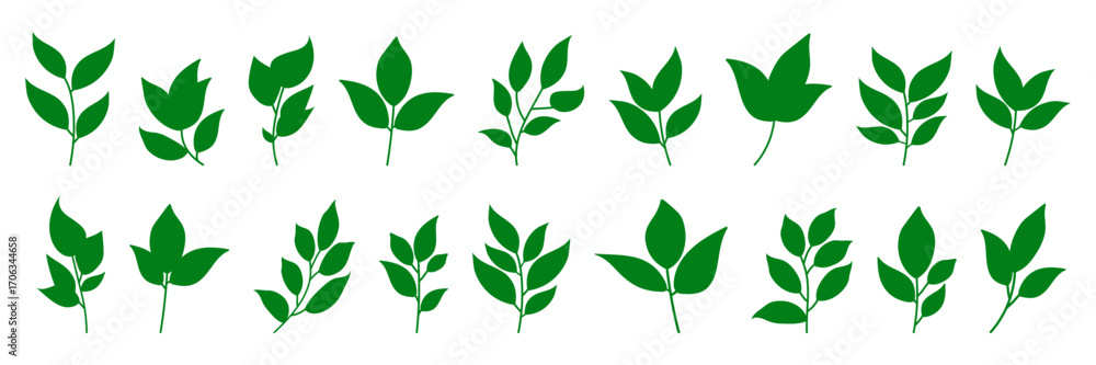 Fototapeta premium Leaf icons set ecology nature element