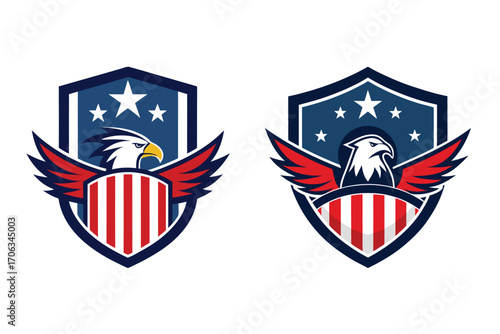 Two american eagle shields with stars and stripes emblematic of patriotism and freedom