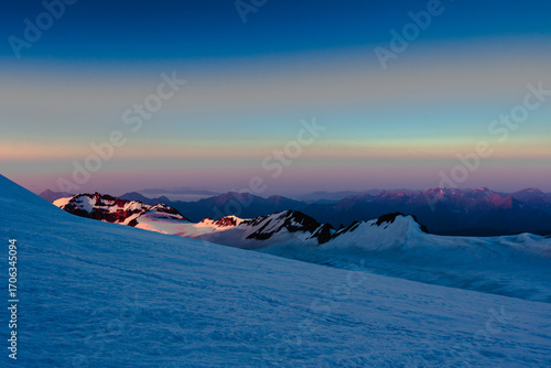 Panorama of caucasian Kazbegi mountains in Georgia. drama sky, mountain peaks, high resolution photo.