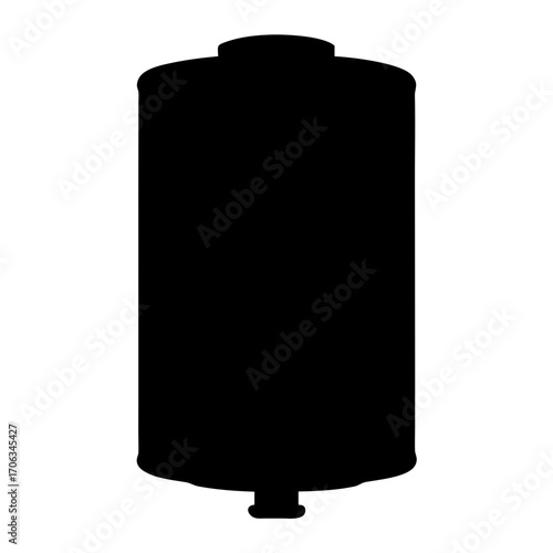 Silhouette of a water heater, black and white simple appliance drawing