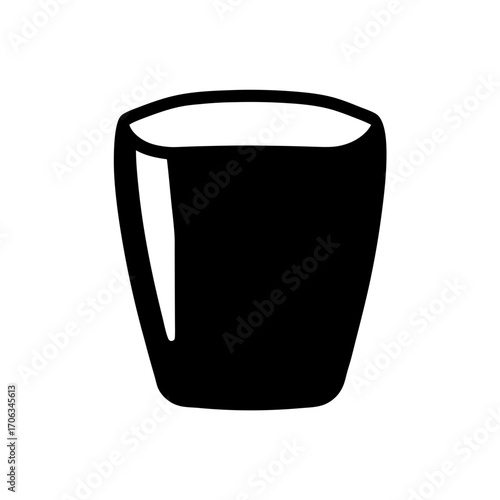 A simplistic black and white illustration of a bucket or pot shape