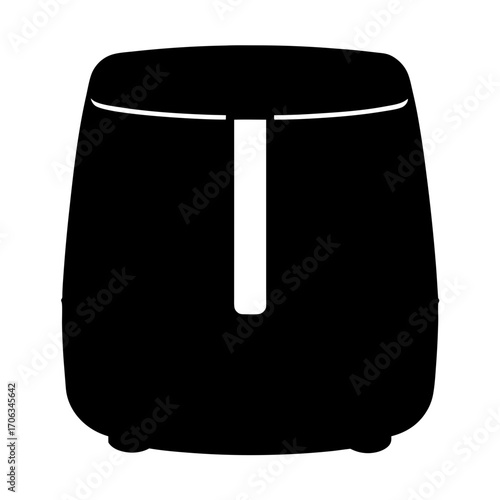 Stylized black and white icon of an air fryer machine vector