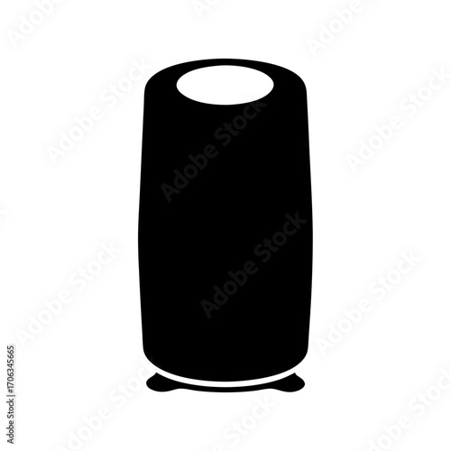 Modern black air purifier with a cylindrical shape and minimalist design