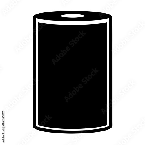 Sleek black and white battery illustration with a minimalist design approach