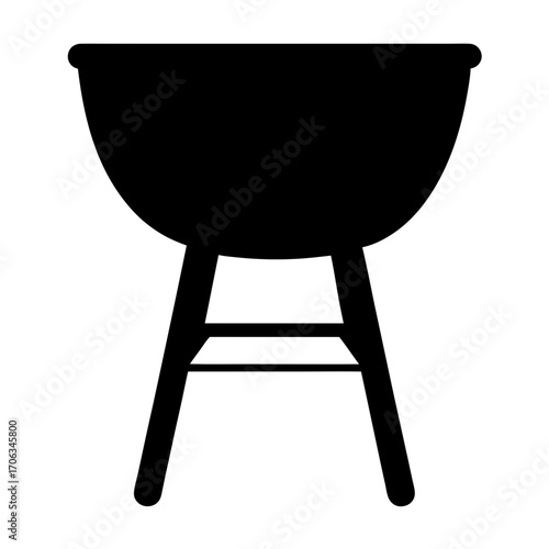 Silhouette of a simple charcoal grill with bowl and stand design