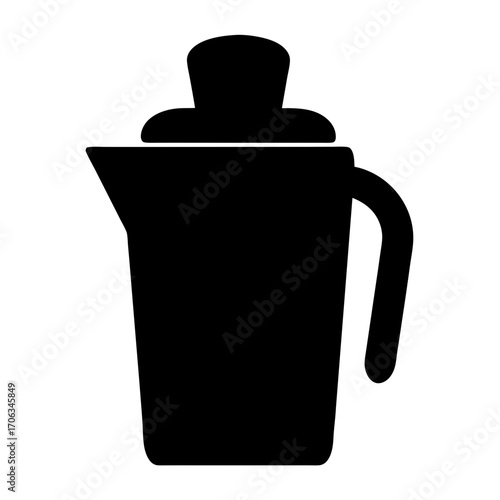 Minimalist illustration of a covered coffee or tea pot in solid black