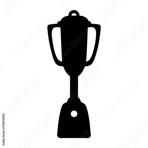 Black silhouette of a championship trophy with a base and two handles