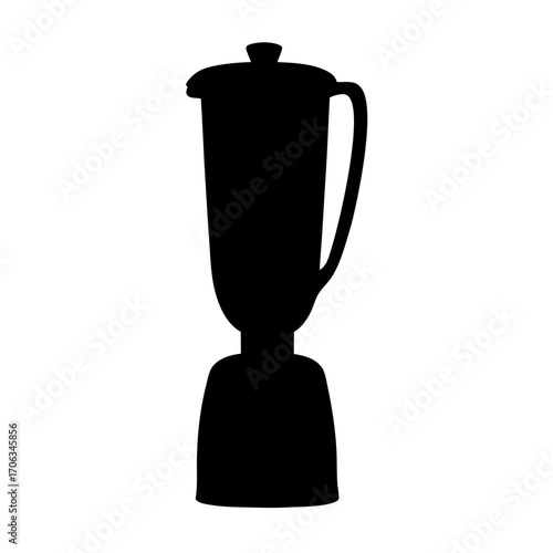Black silhouette of a blender on a white background, kitchen appliance