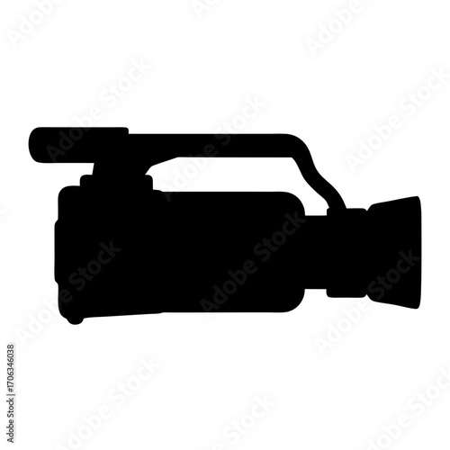Silhouette of a professional video camera utilized in broadcast and film making