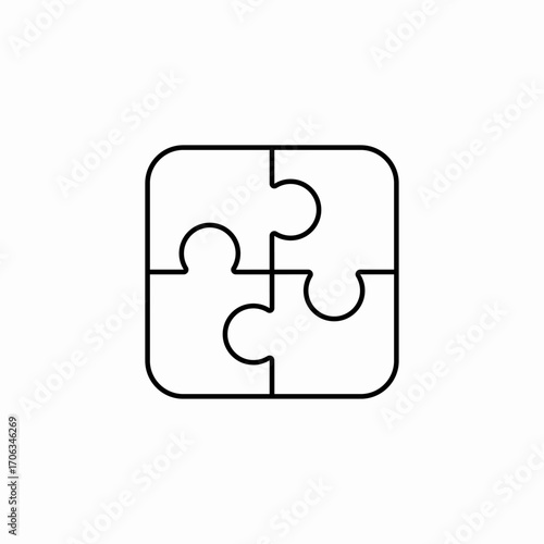 four piece puzzle icon sign vector