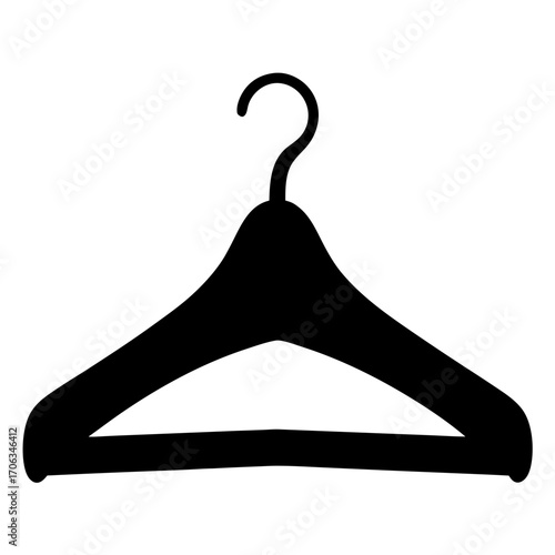 Simple minimalist black silhouette of clothes hanger for garment organization