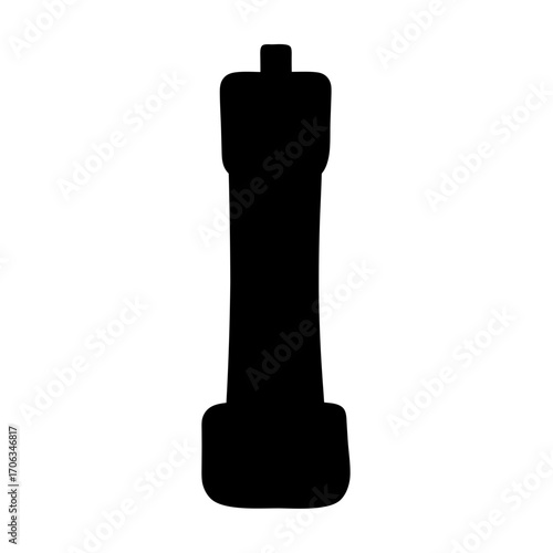 Silhouette of a chess rook piece standing tall in stark contrast against backdrop