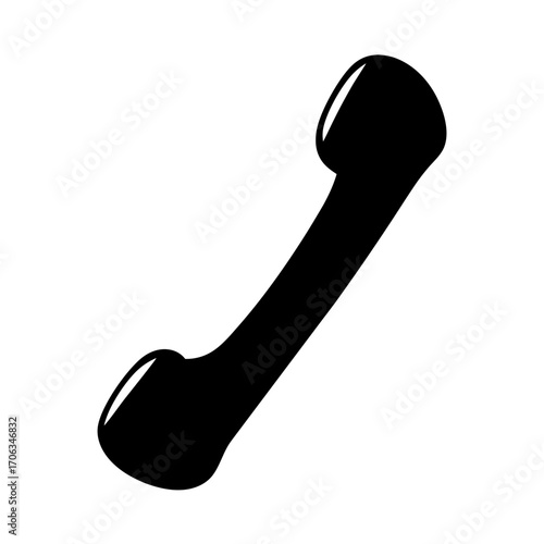 Classic black telephone receiver silhouette conveys timeless communication, simplicity and connectedness