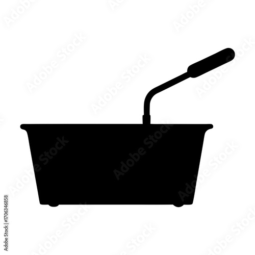 Black silhouette of a professional deep fryer with temperature control knob