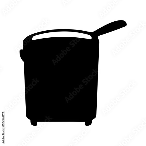 Black silhouette illustration of a slow cooker with a lid and handle