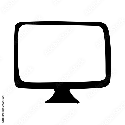 A retro computer monitor illustration with rounded edges and a simple stand