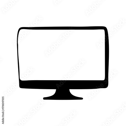 Monochrome illustration of a retro style computer monitor screen display