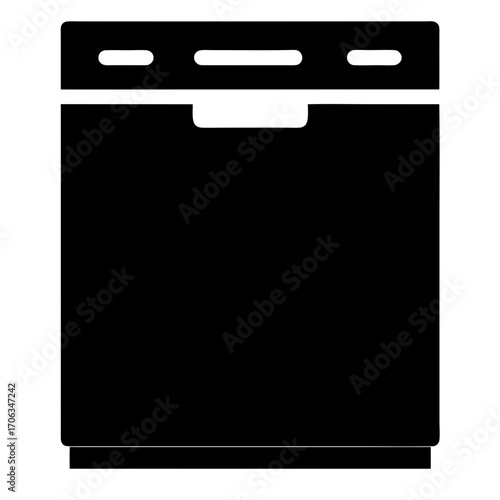 Simple black and white dishwasher icon for kitchen appliance representation