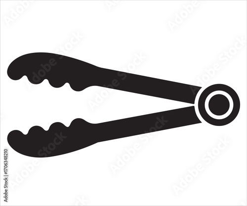 Kitchen tongs silhouette vector illustration symbolizing cooking utensil design