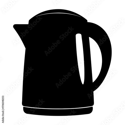 Silhouette of an electric kettle with handle and spout for boiling water