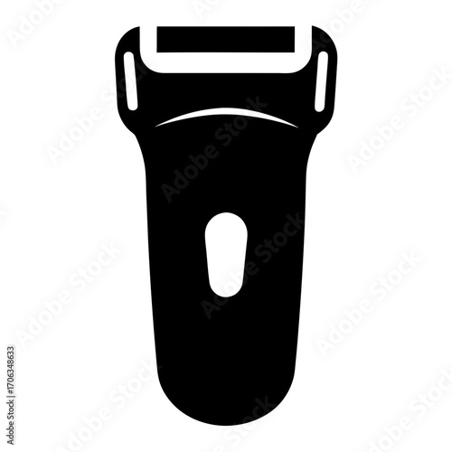 Minimalist Icon of an Electric Shaver with Button on Solid Background