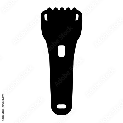 Silhouette of a modern electric shaver for men featuring a distinctive design