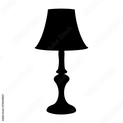 Silhouette of a traditional table lamp with a lampshade and elegant base