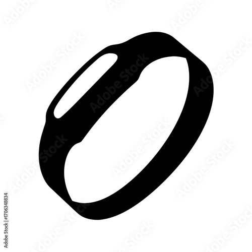 Silhouette of a fitness tracker or smart watch band on white backdrop
