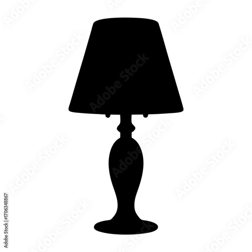 Silhouette illustration of a bedside table lamp with trapezoidal lampshade