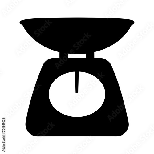 Black and white vintage kitchen scale icon for measuring ingredients precisely